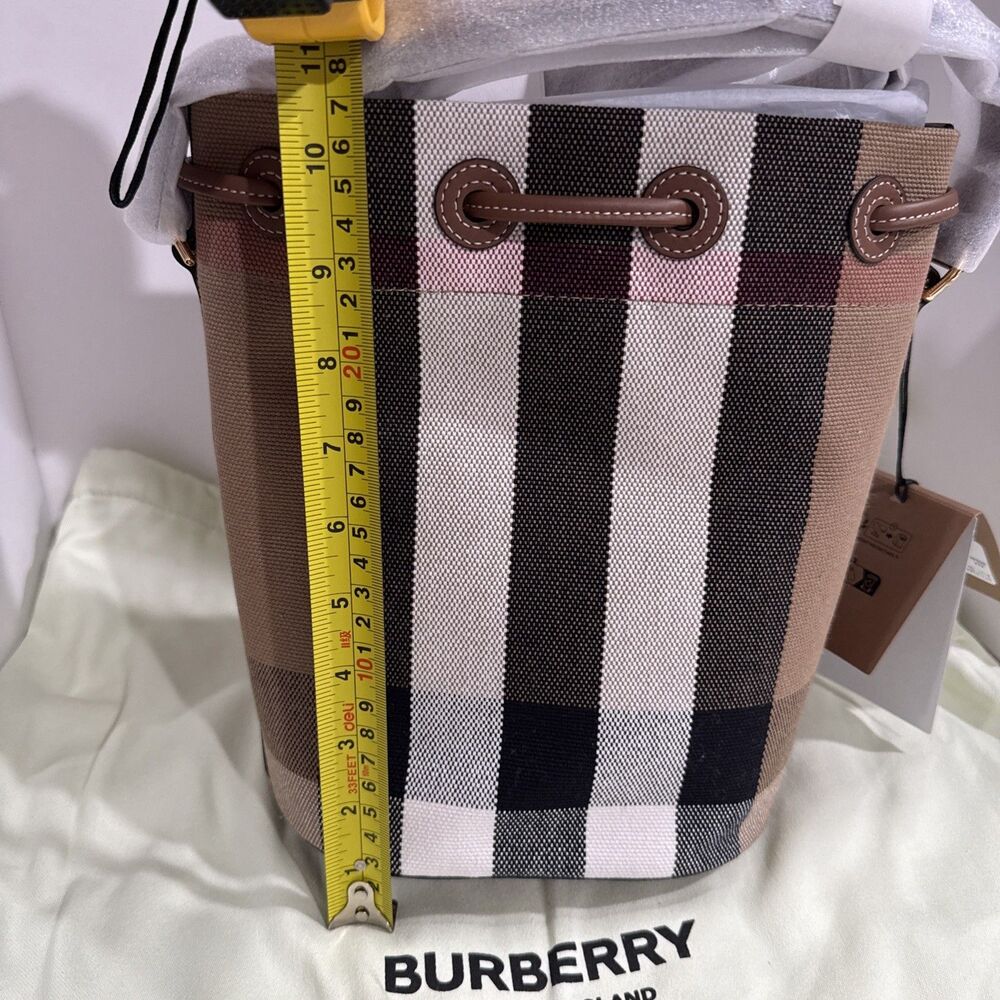 NWT Burberry Small Check Canvas Bucket Bag With Dust Bag - Picture 7 of 7
